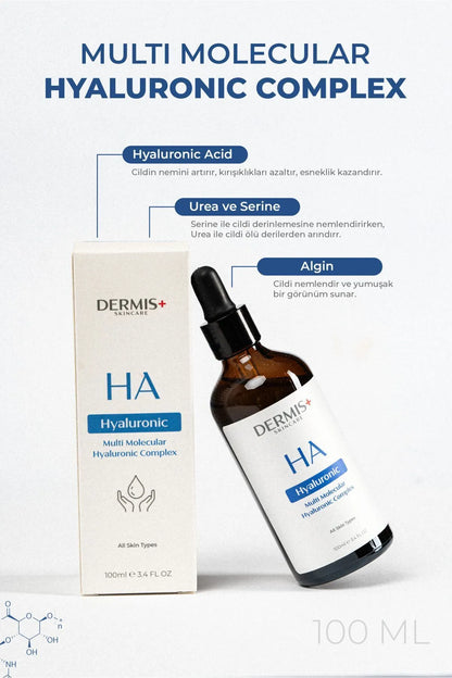DERMIS PLUS 100ml Dolgunlaştırıcı Ve Yoğun Nemlendirici Multi Molecular Hyaluronic Acid Serum