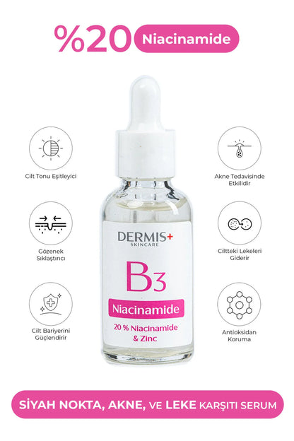 %20 Niacinamide, Siyah Nokta, Leke Ve Sivilce Karşıtı (B3) Serum